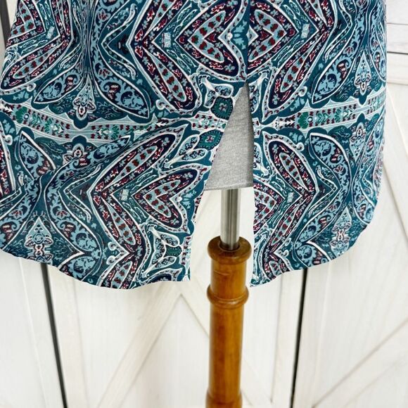 Sanctuary Printed V Neck Button Up Sleeveless Blouse Blue Small - Picture 7 of 13